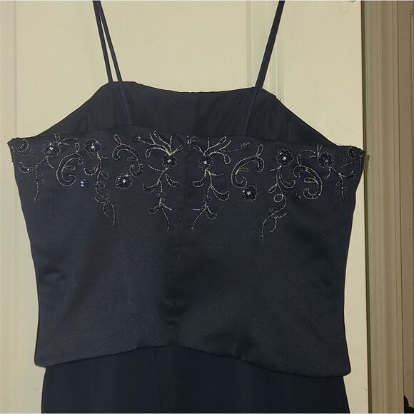 Alfred Angelo Navy Blue Beaded Formal Prom Evening Gown - Picture 8 of 13